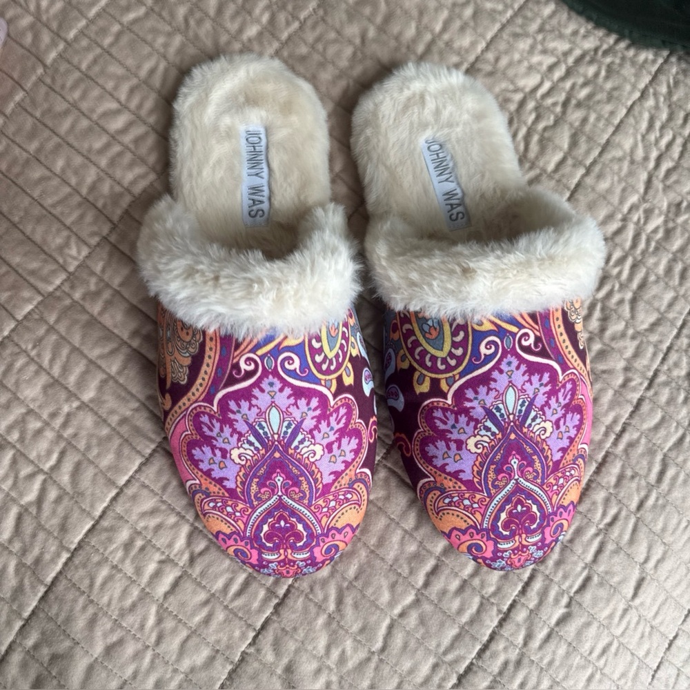 Johnny Was Multicolor Paisley Slippers